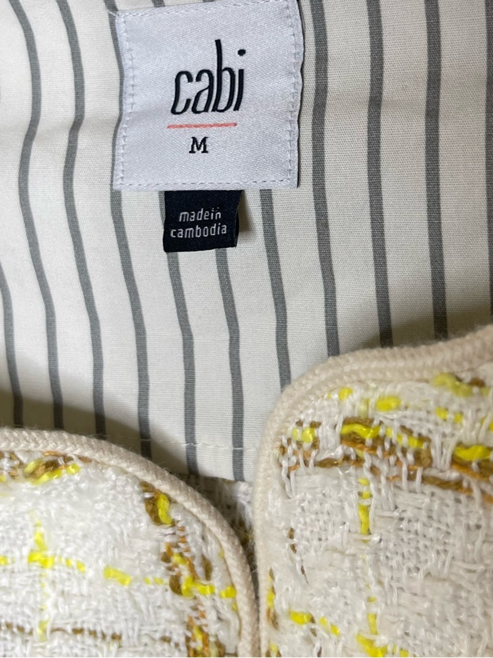 Cabi CoCo White & Yellow Tweed Blazer Sz M - Picture 4 of 7